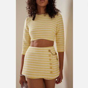 ZIMMERMANN Set 2 pc.High Tide Nautical Skort Shorts Top yellow Striped sz AU 1